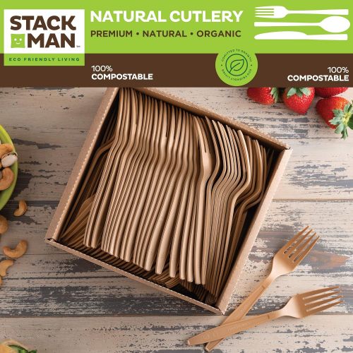  Stack Man 100% Compostable Square Paper Plates [8x8 inch - 50-Pack] Elegant Disposable Plates Heavy-Duty Quality, Natural Bagasse Unbleached, Eco-Friendly Made of Sugar Cane Fibers, 8 Biodeg