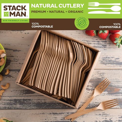  Stack Man 100% Compostable Square Paper Plates [6x6 inch - 50-Pack] Elegant Disposable Plates Heavy-Duty Quality, Natural Bagasse Unbleached, Eco-Friendly Made of Sugar Cane Fibers, 6 Biodeg