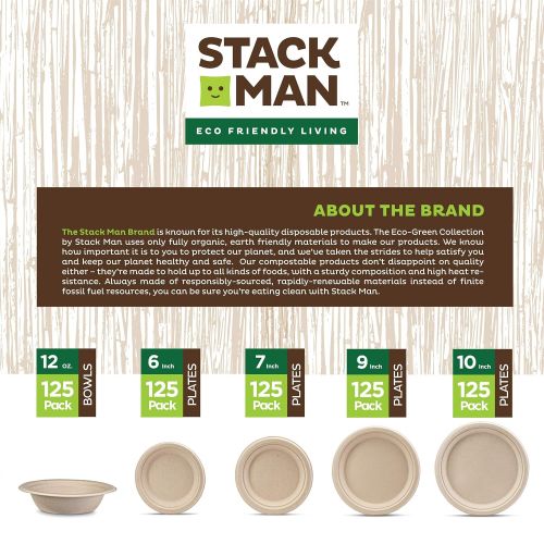  Stack Man 100% Compostable Clamshell Take Out Food Containers [6x6 50-Pack] Heavy-Duty Quality to go Containers, Natural Disposable Bagasse, Eco-Friendly Biodegradable Made of Sugar Cane Fib