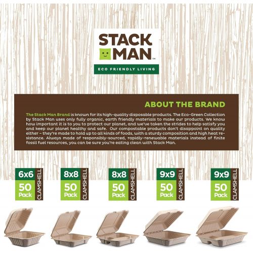  Stack Man 100% Compostable 7 Inch Paper Plates [125-Pack] Heavy-Duty Plate, Natural Disposable Bagasse Plate, Eco-Friendly Made of Sugarcane Fibers-Natural Unbleached Brown 7 Biodegradable P