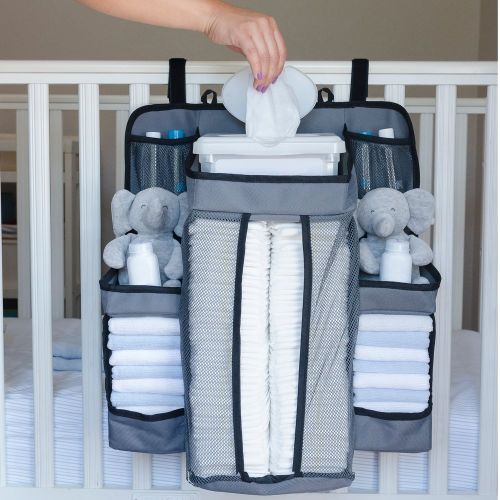  StackStorePlusMore Nursery and Diaper Organizer for Hanging Baby Essentials on Crib Changing Table Wall and Closet