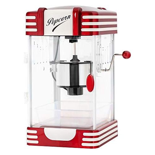  [아마존베스트]Stagecaptain PCM-300 Popcorn Machine - Retro Design - Short Heating Time - With Dosing Spoons - Easy Cleaning - Decorative Interior Lighting - Red/White