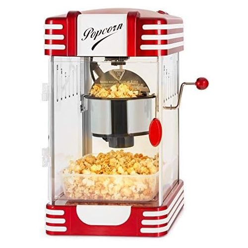  [아마존베스트]Stagecaptain PCM-300 Popcorn Machine - Retro Design - Short Heating Time - With Dosing Spoons - Easy Cleaning - Decorative Interior Lighting - Red/White