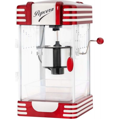  [아마존베스트]Stagecaptain PCM-300 Popcorn Machine - Retro Design - Short Heating Time - With Dosing Spoons - Easy Cleaning - Decorative Interior Lighting - Red/White