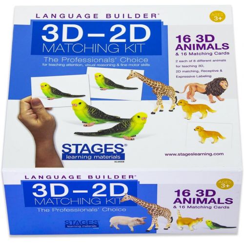  Stages Learning Materials Language Builder 3D- 2D Noun Flash Cards and Realistic Toy Figures Vocabulary Autism Learning Products for ABA Therapy and Speech Articulation