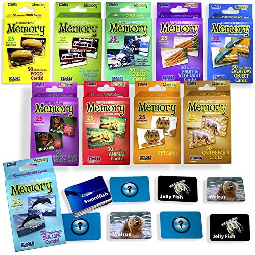  Stages Learning Set of 10 Picture Memory Card Real Photo Concentration Games Memory Game from Materials,8 x 12 x 2 inches,count of 500