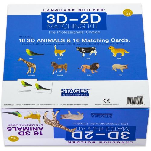  Stages Learning Materials Language Builder 3D- 2D Noun Flash Cards and Realistic Toy Figures Vocabulary Autism Learning Products for ABA Therapy and Speech Articulation