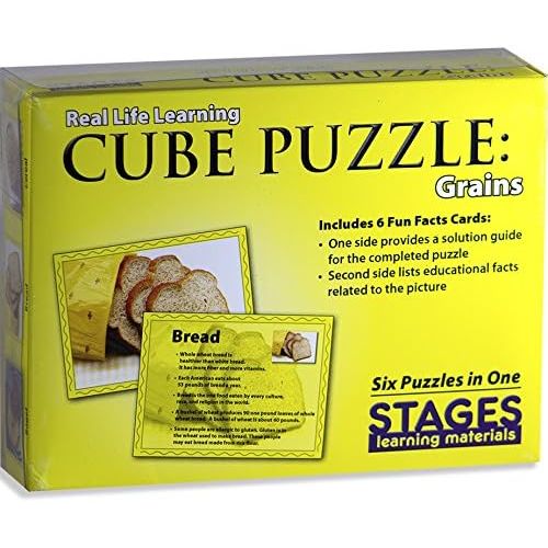  Stages Learning Community and Self Wooden Cube Set of 4 Language Builder Preschool Puzzle (24 Piece), Multicolor