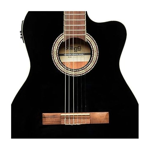  Stagg 6 String Classical Guitar, Right, Black, Full (SCL60 TCE-BLK)
