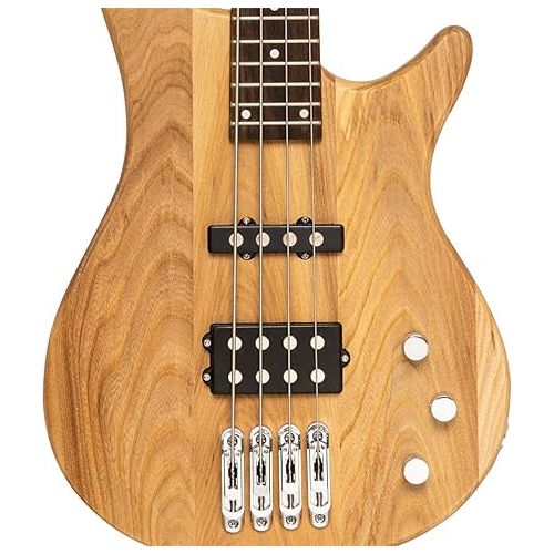  Stagg 4 String Bass Guitar, Right, Natural, Full Size (SBF-40 NAT)