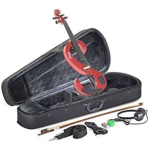  [아마존베스트]Stagg EVN 4/4 MRD Silent Violin Set with Case - Metallic Red