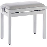 Stagg PB39 WHM VBE Piano Bench with Matte White Finish and Beige Velvet Seat