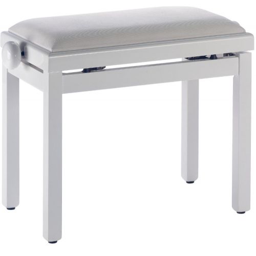  Stagg PB39 WHM VBE Piano Bench with Matte White Finish and Beige Velvet Seat