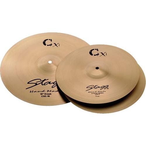  Stagg CXK-SET Brass Standard Cymbal Set with 14-Inch Hi-Hats, 16-Inch Crash and 20-Inch Ride Cymbal