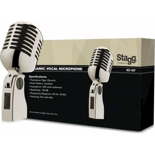  Stagg Pulse Vocal Microphone: Matt finish 50s  60s Retro Dynamic Vocal Mic