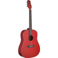 Stagg SA30D-RA Dreadnought Acoustic Guitar with Linden Top - Matte Apple Red