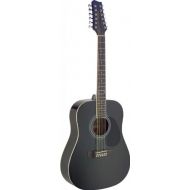 Stagg SA40D/12-BK 12-String Dreadnought Acoustic High Gloss Guitar - Black