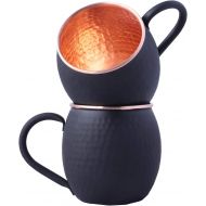 [아마존베스트]Staglife Moscow Mule Copper Cups and Mugs - Black Matte Moscow Mule Mug with Rose Gold Copper Rims finish - Size 16 ounce (Set of 2)
