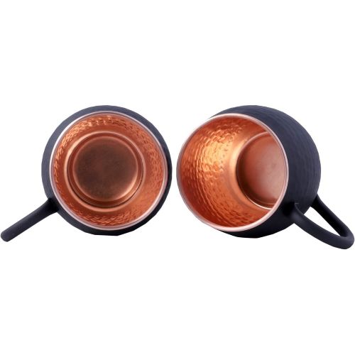  [아마존베스트]Staglife Moscow Mule Copper Cups and Mugs - Black Matte Moscow Mule Mug with Rose Gold Copper Rims finish - Size 16 ounce (Set of 2)