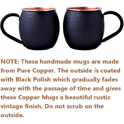  [아마존베스트]Staglife Moscow Mule Copper Cups and Mugs - Black Matte Moscow Mule Mug with Rose Gold Copper Rims finish - Size 16 ounce (Set of 2)