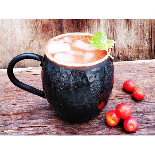  [아마존베스트]Staglife Moscow Mule Copper Cups and Mugs - Black Matte Moscow Mule Mug with Rose Gold Copper Rims finish - Size 16 ounce (Set of 2)