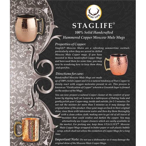  [아마존베스트]Staglife Moscow Mule Copper Cups and Mugs - Black Matte Moscow Mule Mug with Rose Gold Copper Rims finish - Size 16 ounce (Set of 2)