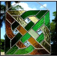 StainedGlassDelight Irish Stained Glass Suncatcher, Celtic Knot Design Sun Catcher, Glass Art, Art Glass, Stain Glass - 8 x 8, Irish Gifts, G-9582-GR-GL-GR