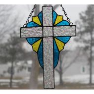 StainedGlassElegance Stained Glass Cross - 10 in. tall - Cross with Outside Design