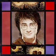 StainedGlassElements Harry Potter stained glass suncatcher, Гарри Поттер, Daniel Radcliffe stained glass, suncatcher, J.K. Rowling, silverstain, kilnfired, gift