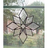 StainedGlassYourWay Stained Glass Snowflake Suncatcher - Clear Cathedral Glass - Christmas Decor - Snowflake Ornament - Holiday Decor - Winter Decor - Gift