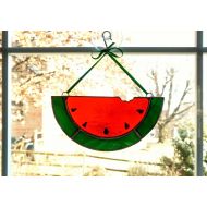 StainedGlassYourWay Stained Glass Watermelon Slice Suncatcher - Housewarming Gift - Summer Decor - Watermelon Ornament - Picnic Barbecue Gift - Hostess Gift