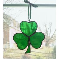 StainedGlassYourWay Shamrock Stained Glass Suncatcher - Irish Decor - St. Patricks Day Decoration - Irish Gift - Clover - Irish Ornament - Green Glass