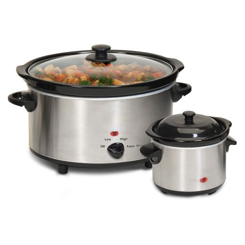  Stainless Steel 2-piece 5-quart Slow Cooker and Dipper Set