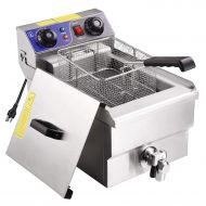 KOVAL INC. Koval Inc. Stainless Steel Commercial Electric Deep Fat Fryer with Drain and Basket (10L, Silver Single Tank)