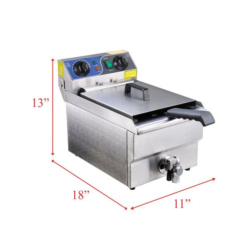  KOVAL INC. Koval Inc. Stainless Steel Commercial Electric Deep Fat Fryer with Drain and Basket (10L, Silver Single Tank)
