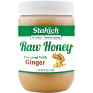 Stakich GINGER Enriched RAW HONEY - 100% Pure, Unprocessed, Unheated - 40 oz (Pack of 6)
