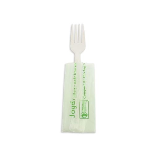  Stalkmarket Jaya 100% Compostable CPLA Individually Wrapped Cutlery, fork, 750-Count Case