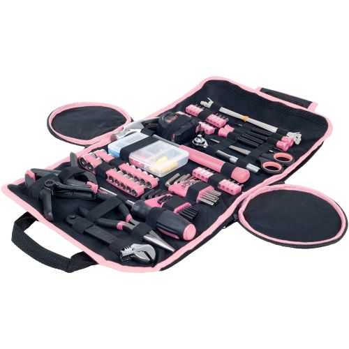  Stalwart 86-Piece Household Hand Tool Set With Roll-Up Bag, Pink | 75-HT2086