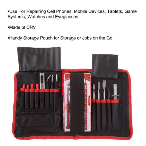  Electronic Repair Tech Tool Kit- 70 Piece Set with Precision Screwdriver, Bits, Tweezers and More For Repairing Cell PhoneTabletLaptop By Stalwart