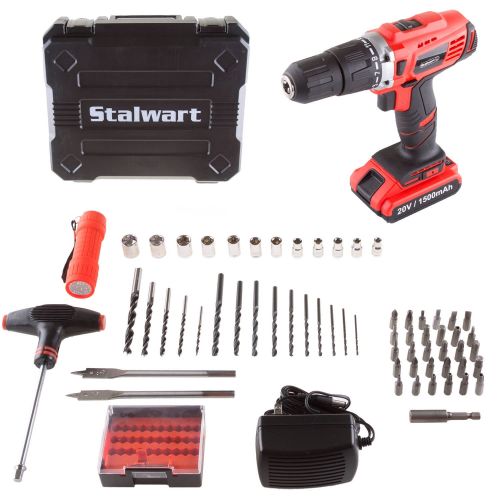  Stalwart 62-Piece Project Kit, With 20-Volt Lithium-Ion 2-Speed Hammer Drill-Driver, 75-PT1005