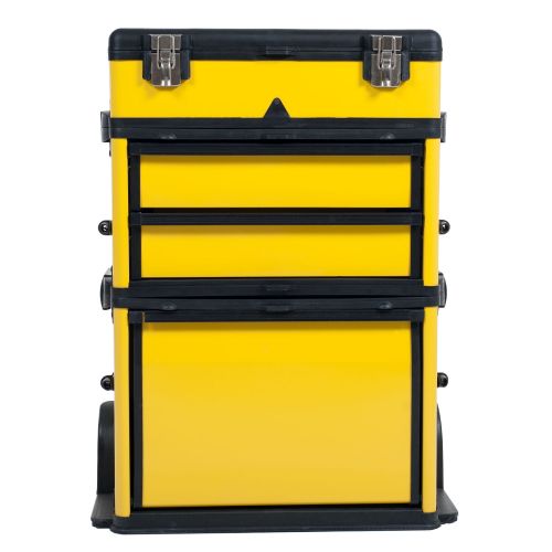  Stackable Toolbox Rolling Mobile Organizer with Telescopic Comfort Grip Handle  Upright Rigid Pack Out Cart with Wheels and Drawers by Stalwart