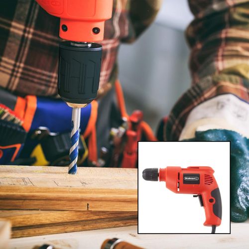  [아마존베스트]Stalwart Electric Power Drill with 6-Foot Cord  Variable Speed, Reversable Wired Screwdriver with Bubble Level, Carrying Case & Accessories