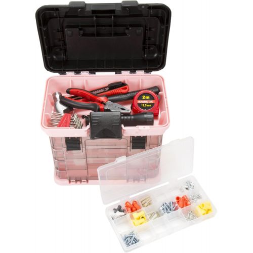  [아마존베스트]Storage and Tool Box-Durable Organizer Utility Box-4 Drawers with 19 Compartments Each for Hardware, Fish Tackle, Beads, and More by Stalwart (Green)