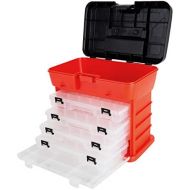 [아마존베스트]Storage and Toolbox- Durable Organizer Utility Box with 4 Compartments for Hardware, Fish Tackle, Beads, and More by Stalwart (Red) (75-3182A)