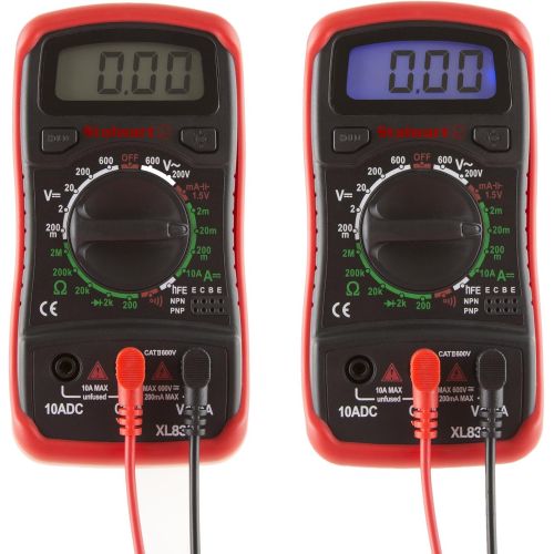  [아마존베스트]Stalwart Digital Multimeter with Backlit LCD Display and Needle Probes- Amp, Ohm and Voltage Tester for Outlets, Wire Continuity and Batteries