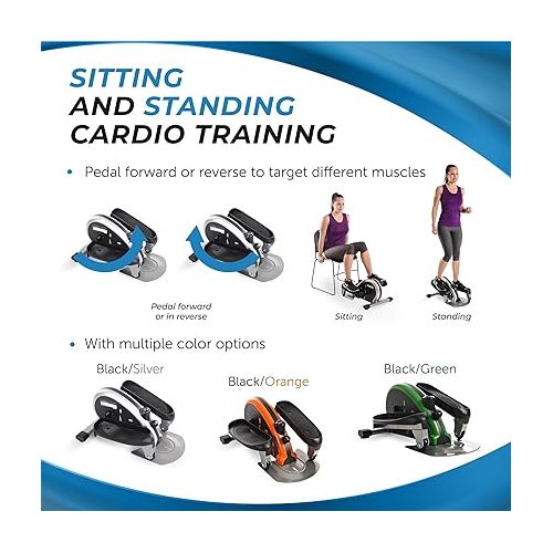  Stamina Inmotion E1000 Compact Strider - Seated Elliptical with Smart Workout App - Foot Pedal Exerciser for Home Workout - Up to 250 lbs Weight Capacity