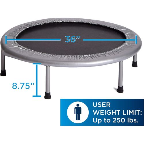  Stamina 36-Inch Folding Trampoline | Quiet and Safe Bounce | Access to Free Online Workouts Included | Supports Up to 250 Pounds