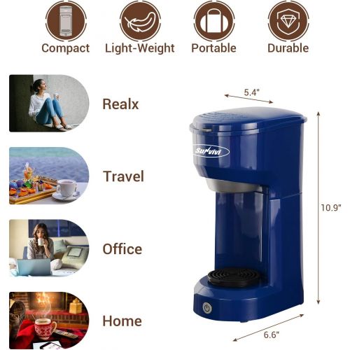  Stamo Single Serve Coffee Maker, Single Cup Coffee Maker for Most Capsule Pod Ground Coffee, Coffee Machine with Permanent Filter 6-14oz Reservoir One-Touch Button 1000W Fast Brew & Auto