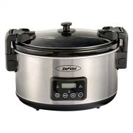 Stamo Digital Slow Cooker with Cool Touch Handle, Digital Timer Stainless Steel 8.5 Quart, Silver