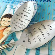 StampedFrosting Ill Love you Forever, Like you for Always Hand Stamped Spoon, Vintage spoon